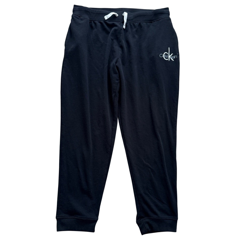 Calvin‎ Klein Sleepwear Joggers Womens XL Black Logo Drawstring Lounge Pants